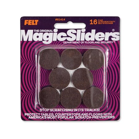 MAGIC SLIDERS Felt Self Adhesive Protective Pads Brown Round 1 in. W X 1 in. L 16 pk, 16PK 61414